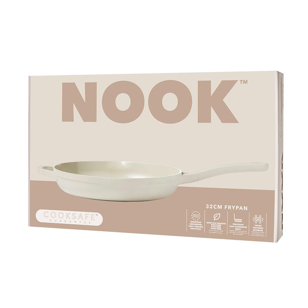 NOOK by Baccarat Frypan with Helper Handle 32cm Cream