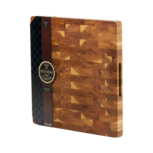 End grain cutting board with decorative pattern in rich acacia wood - Baccarat Butchers Corner