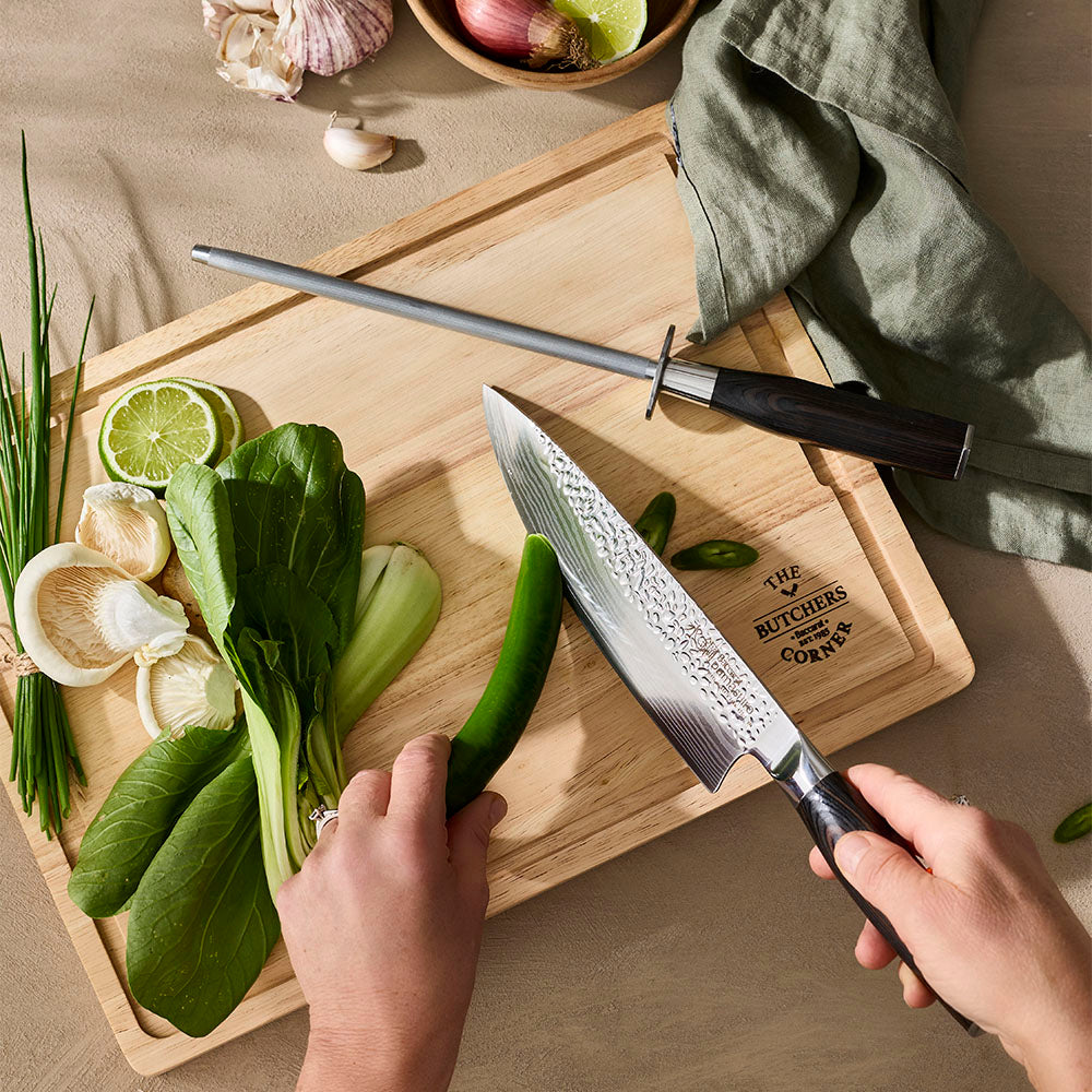 Baccarat Damashiro EMPEROR Chef Knife and Sharpener Set 20cm