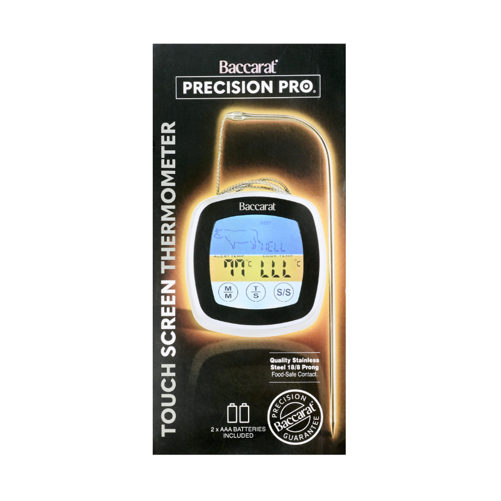 Baccarat Precision Pro touch screen thermometer packaging on a white background