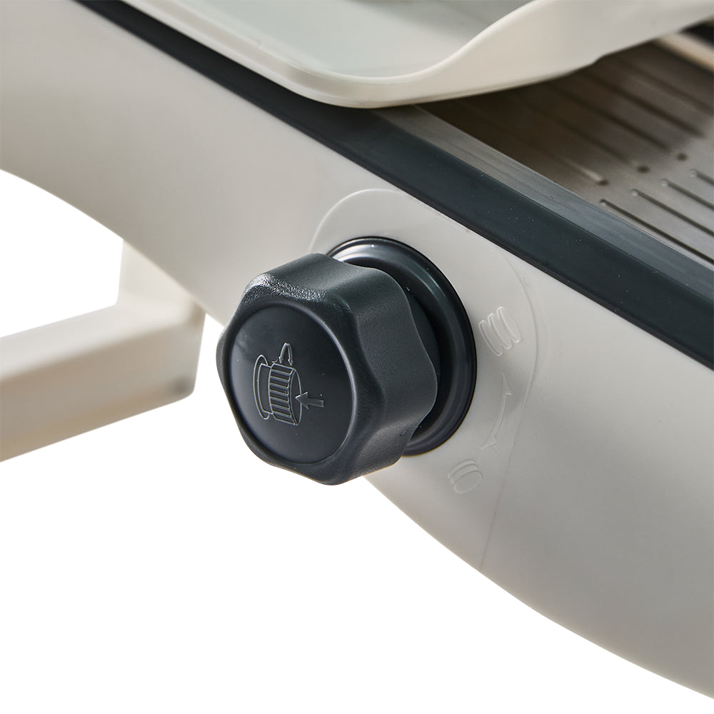 A close-up view shows the round adjustable thickness dial mounted on the side of the slicer frame.