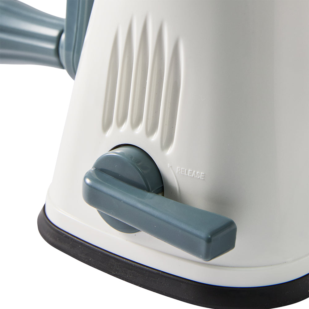 The locking lever on the Baccarat Prepare Fine & Coarse Meat Mincer is turned horizontally to unlock the base against a plain white background.