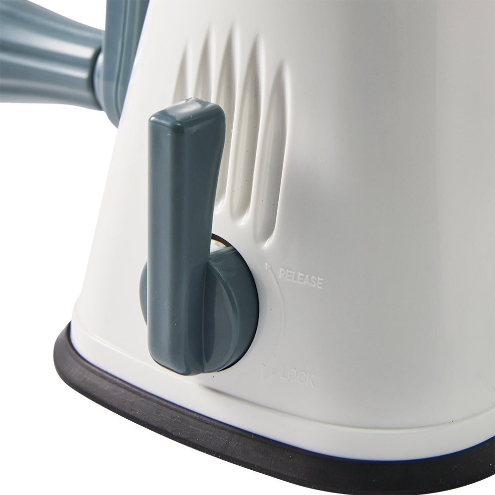 The suction base locking lever on the Baccarat Prepare Fine & Coarse Meat Mincer is set in the locked vertical position against a plain white background.