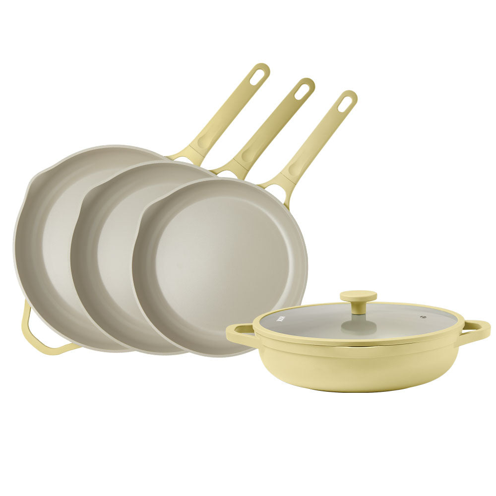 NOOK by Baccarat 4 Piece Cookware Set Butter shown on a solid white background.