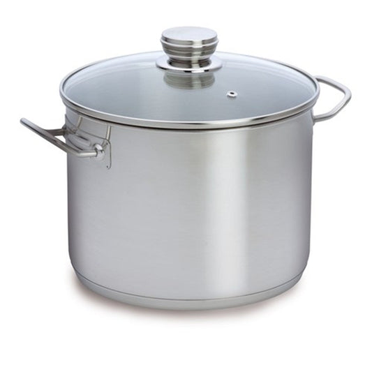 Stainless steel stockpot with glass lid and side handles 24cm 7 6l cookware - Baccarat Gourmet