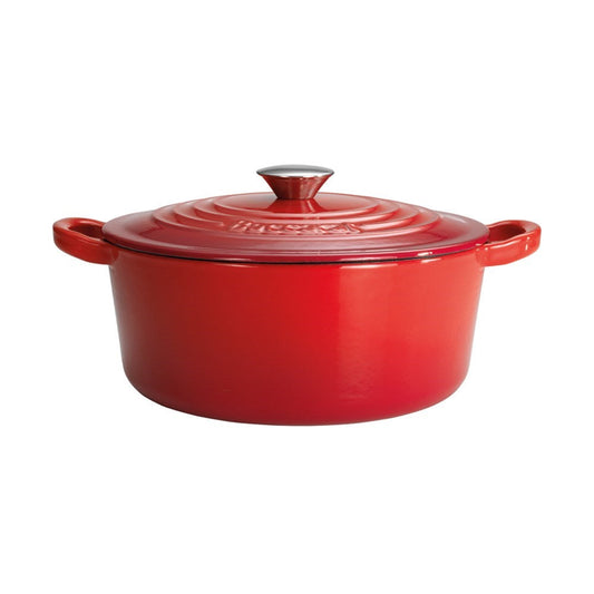 a round french oven with lid in vibrant red - Baccarat le connoisseur 25cm 39l round french oven