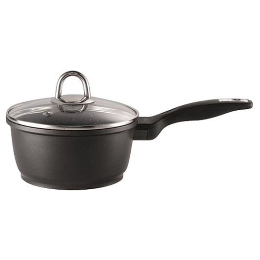 A durable saucepan with a glass lid and comfortable handle in black - Baccarat