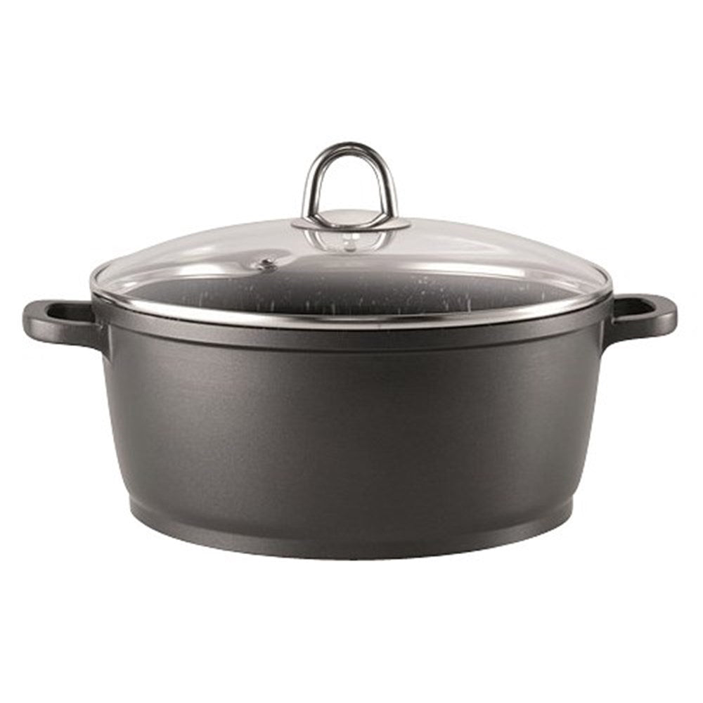 Granite casserole with lid on a kitchen counter showcasing elegant design and durability - Baccarat