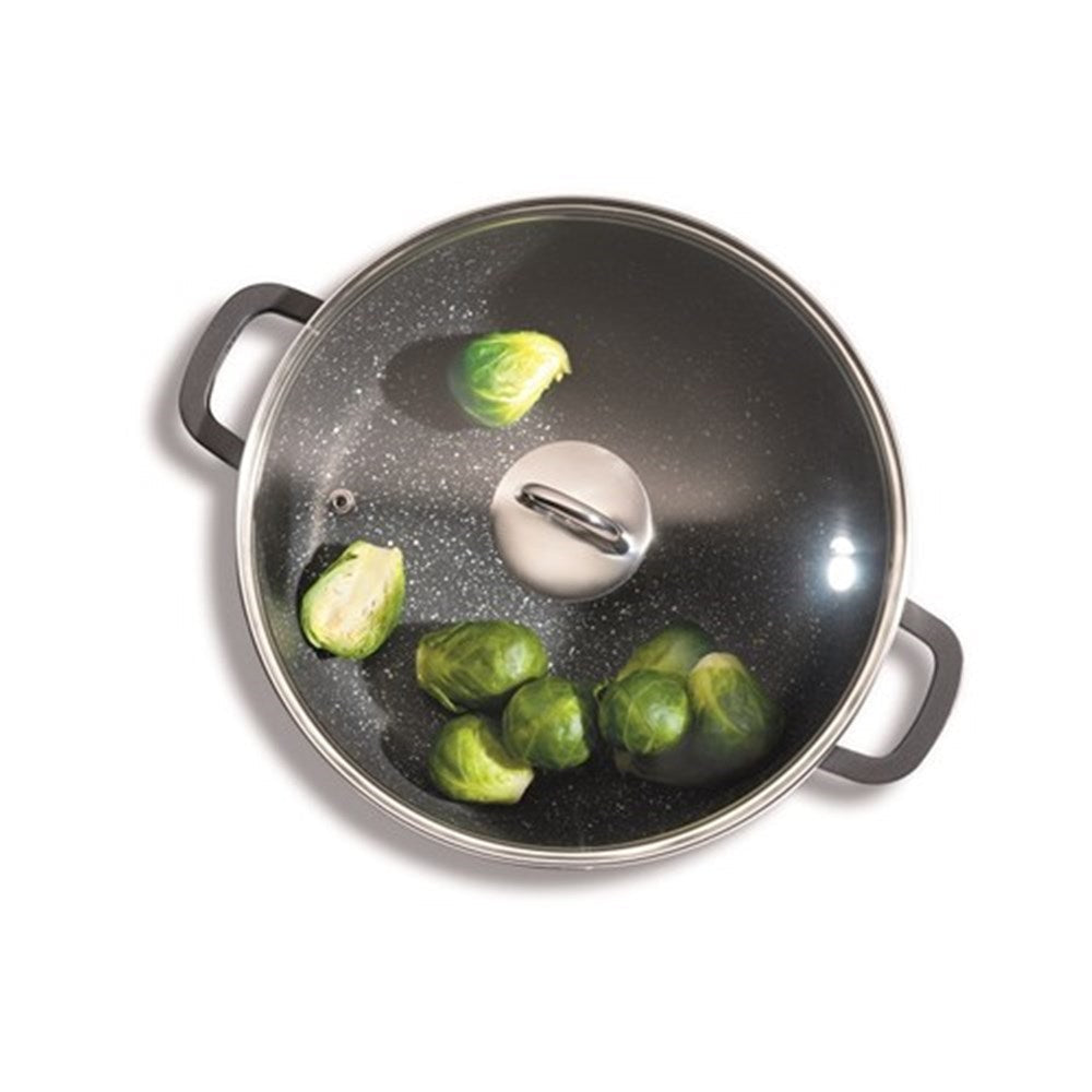 Granite casserole with lid on a kitchen counter showcasing elegant design and durability - Baccarat