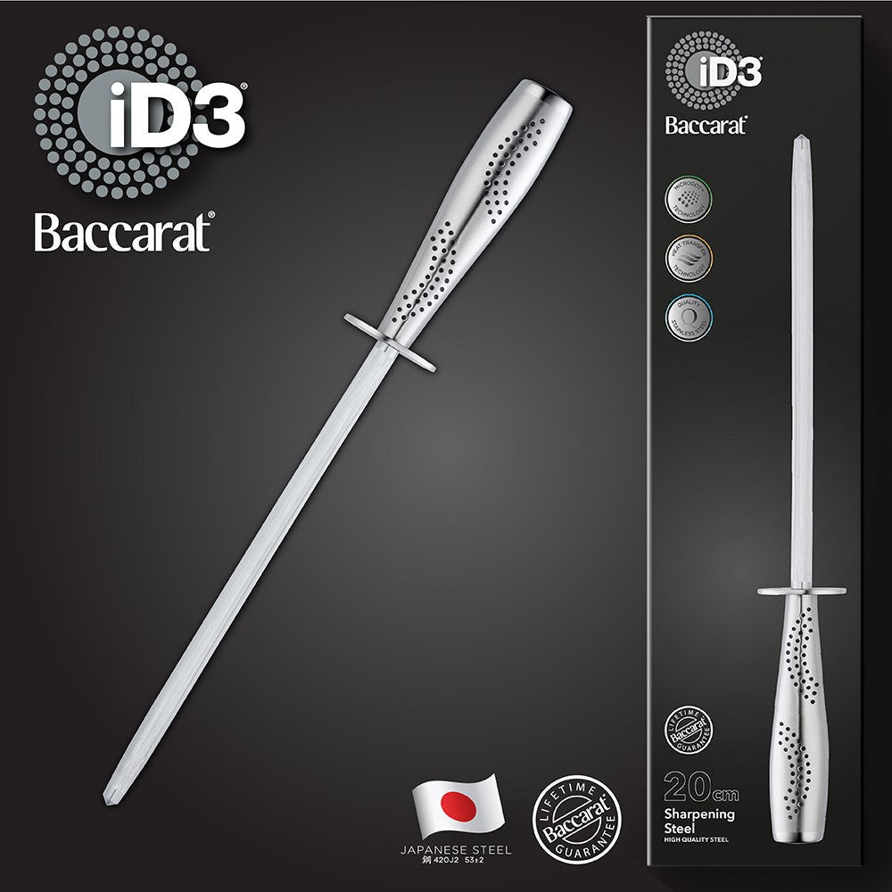 Baccarat id3 sharpening steel 20cm black bold logo with Japanese flag quality steel - Baccarat