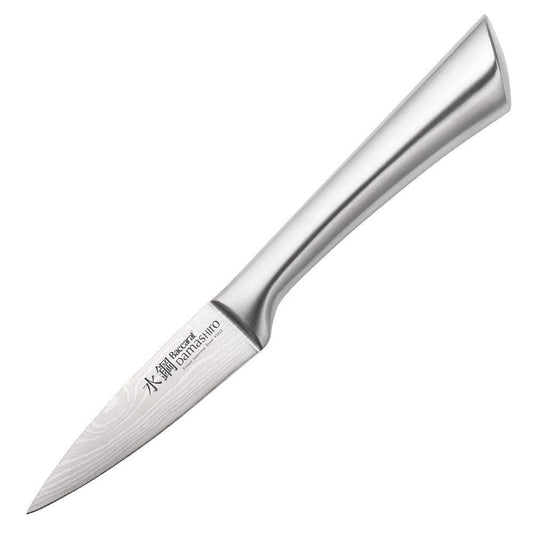 Utility knife with a sharp blade and ergonomic handle in sleek silver finish - Baccarat damashiro