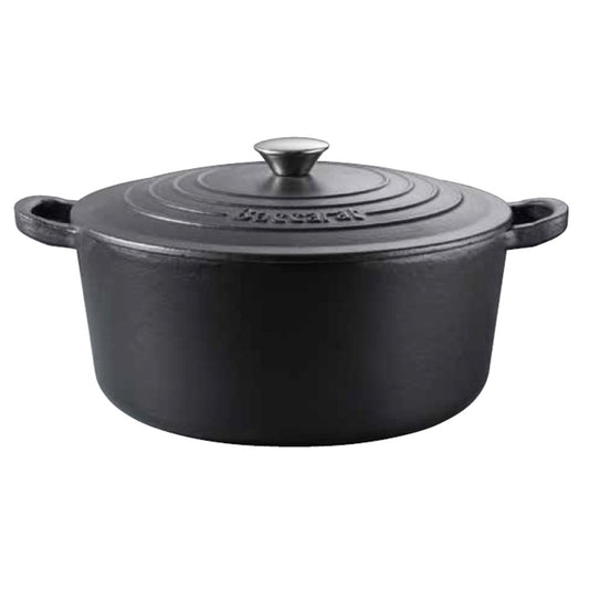 Elegant cast iron round french oven with white flowers and wood accents  - Baccarat Le Connoisseur