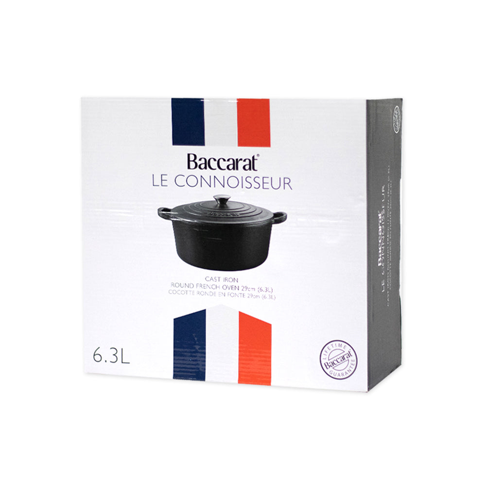 Elegant cast iron round french oven with white flowers and wood accents  - Baccarat Le Connoisseur