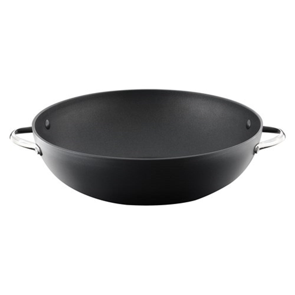 A vibrant array of sliced vegetables in a non stick wok with lid - Baccarat id3 hard anodised 36cm