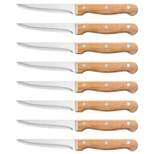 Nine piece steak knife set with wooden block sharp blades elegant design - Baccarat gourmet