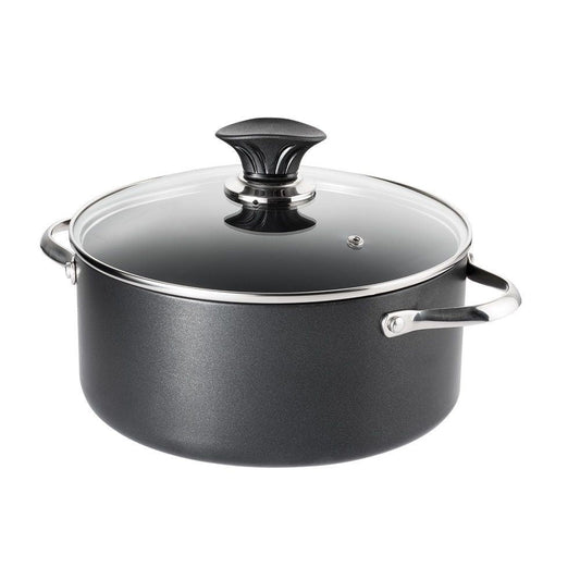 30cm glass lid cooking pot with metal handles in black - Baccarat universal glass cookware lid