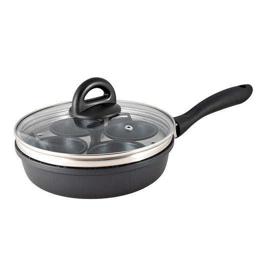 A sleek stone frying pan with a sturdy black handle and a durable non-stick surface - Baccarat
