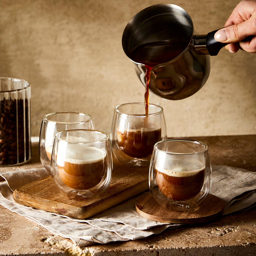 Set of four double-walled espresso glasses featuring a sleek transparent design - Baccarat