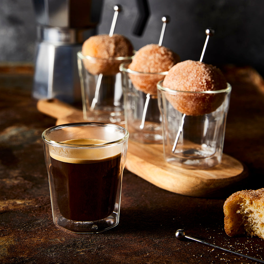 three scoops of ice cream in Baccarat barista cafe double wall espresso glass set of 4 - Baccarat
