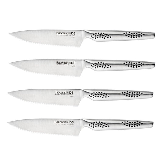 Six premium kitchen knives with stainless steel blades elegantly displayed - Baccarat artisan kyoto