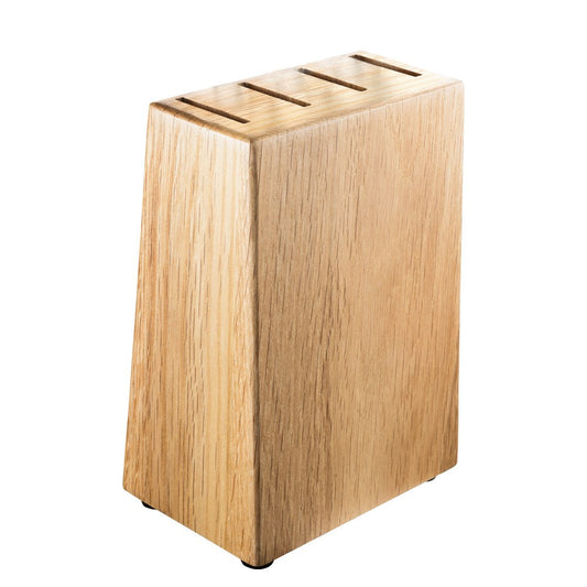 A wooden knife block holds five sleek stainless steel knives 20cm filleting knife - Baccarat