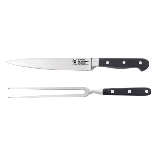 Wooden cutting board with roast beef herbs onions carving knife sharpening steel 20cm - Baccarat