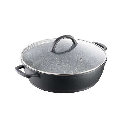 Baccarat Stonex2 Ceramic Saute Pan with lid 32cm with vegetables by a cutting board - Baccarat