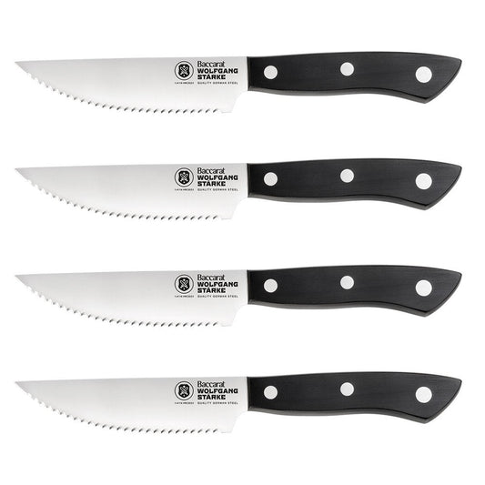 Box of four sharp stainless steel kitchen knives in sleek packaging - Baccarat Wolfgang Starke