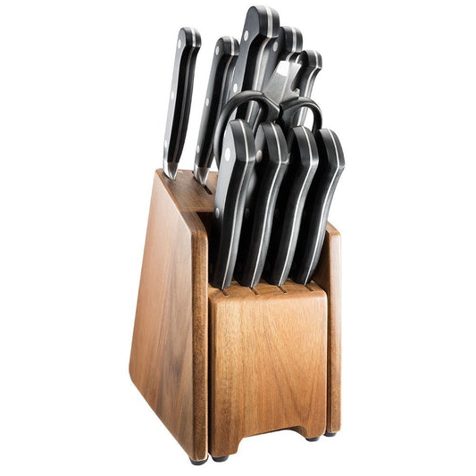 Five kitchen knives with stainless steel blades and black handles - Steak Knife 4 Piece - Baccarat