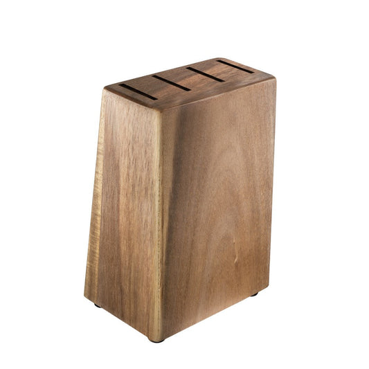 Light brown wooden knife block kitchen accessory - Universal acacia steak knife holder - Baccarat