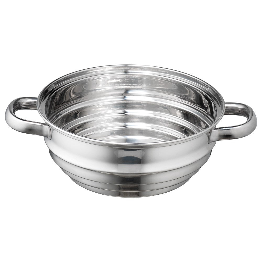 Shiny metal colander with two handles silver kitchen essential silver colander - Healthy Fry Steamer