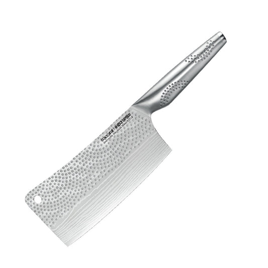 Steel knife with intricate patterns next to a red lobster on ice Samurai bread knife 20cm - Baccarat