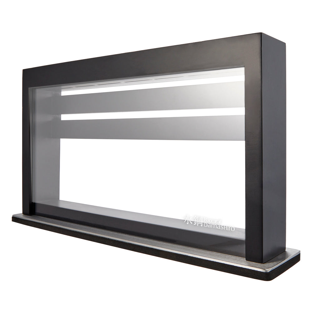 Sleek stainless steel knife set in a modern black block - black knife set - Baccarat damashiro hiryu