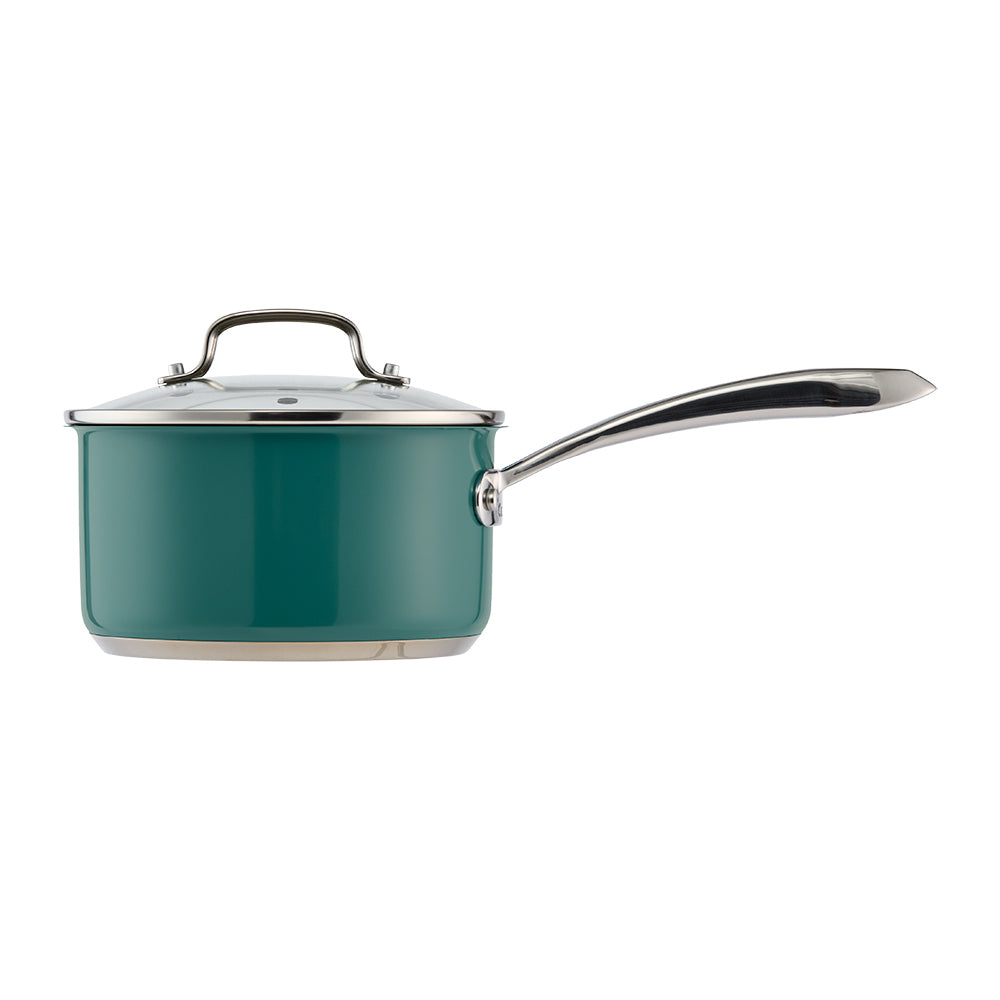 Baccarat SIGNATURE 6 Piece Cookware Set Forest Green with saucepan at Baccarat
