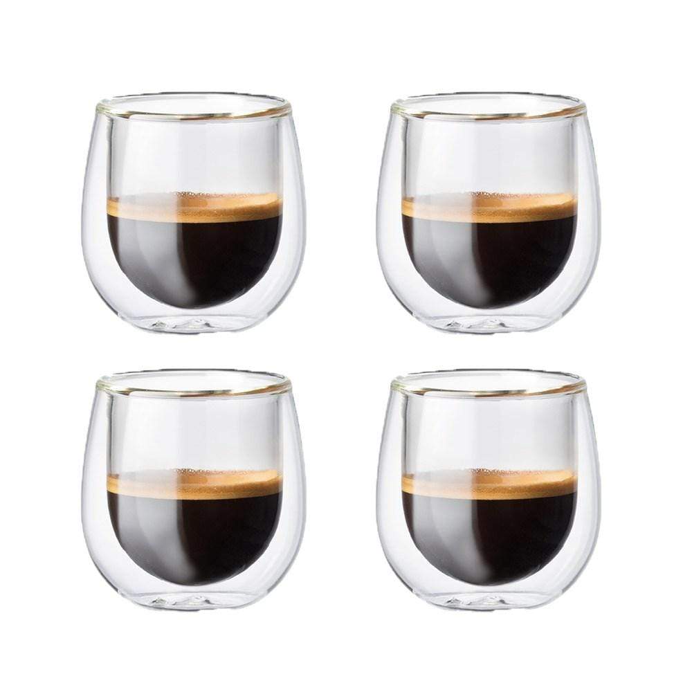 Set of four double-walled espresso glasses featuring a sleek transparent design - Baccarat