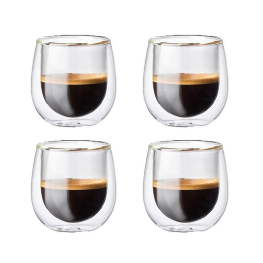 Set of four double-walled espresso glasses featuring a sleek transparent design - Baccarat