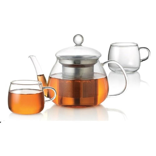 Baccarat glass tea cup and pot set with sugar cubes on a wooden table - Baccarat Barista Venice