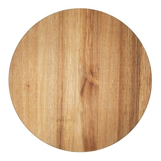 Acacia round cutting board with natural grain texture light brown color - Baccarat butchers corner