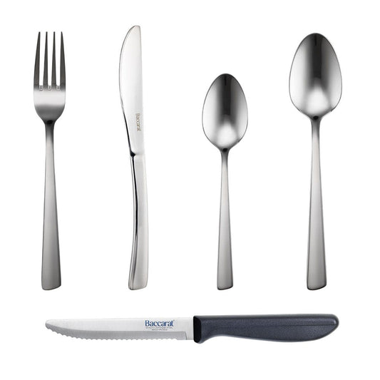 Elegant cutlery set with forks knives and spoons polished stainless steel - Baccarat daisho mori
