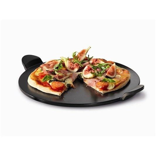 A versatile 46cm pizza stone with handles ideal for baking delicious pizzas black - Baccarat Gourmet