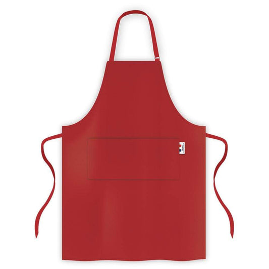 A kitchen apron with neck and waist ties in vibrant red - Baccarat Le Connoisseur
