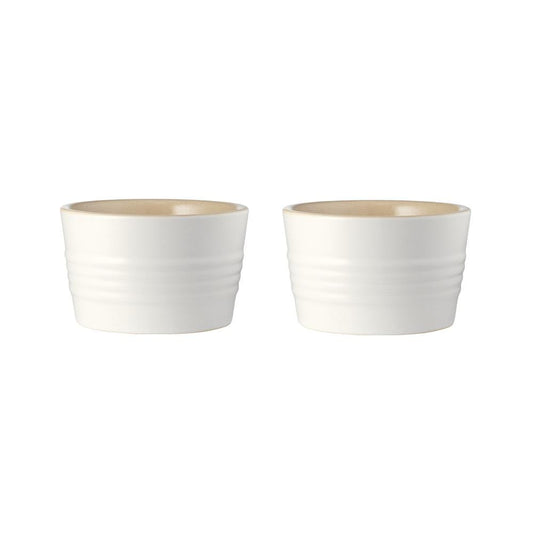 Set of two white stoneware ramekins 9cm perfect for serving dishes - Baccarat