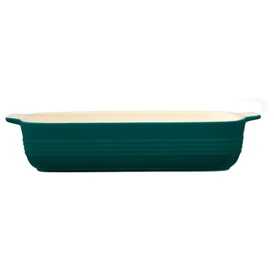 Teal lasagne baking dish with handles perfect for oven use - Baccarat le connoisseur stoneware