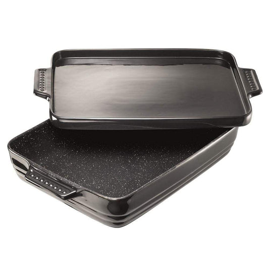 a 40cm lasagne dish with platter lid filled with delicious food in stylish design - Baccarat stone