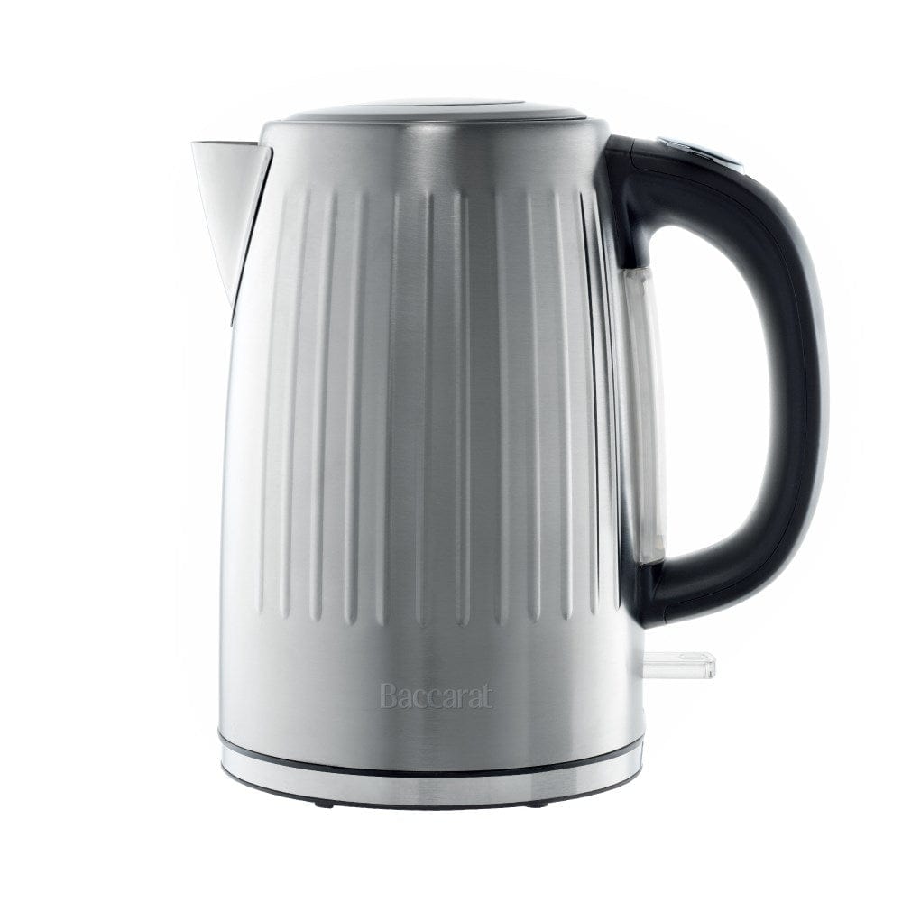 sleek kettle design with a silver finish and black handle - Baccarat the boiling point kettle silver