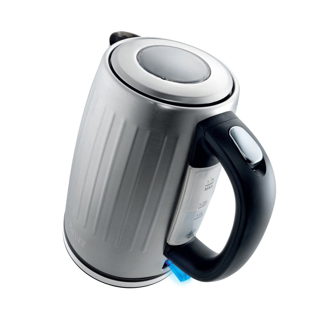 sleek kettle design with a silver finish and black handle - Baccarat the boiling point kettle silver
