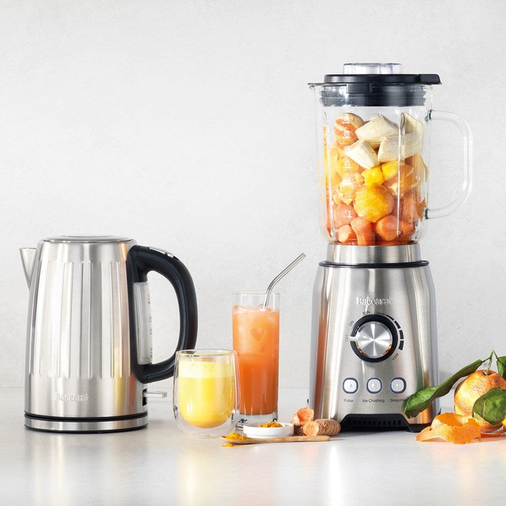 sleek kettle design with a silver finish and black handle - Baccarat the boiling point kettle silver