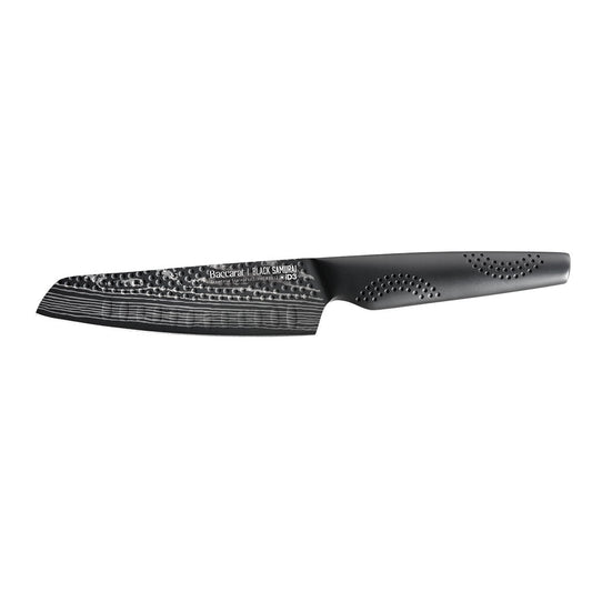 A sharp versatile santoku knife with a black handle and blade texture - Baccarat ID3 Black Samurai